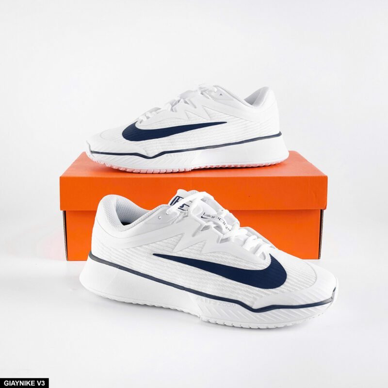 Giày Nike Court Air Zoom Vapor Pro 3 Premium HC - White Midnight Navy - Hình ảnh 8
